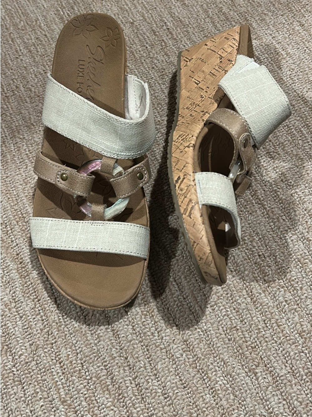 Women's Cork Wedge Sandals Skechers 8